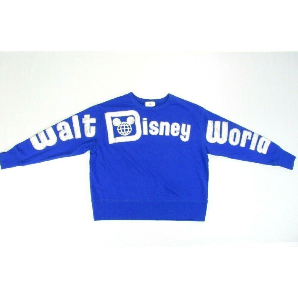 Walt Disney World Blue Womens Medium Shirt‎ Long Sleeve Silver Spellout